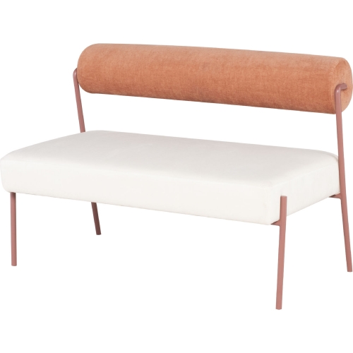 Marni Bench in Oyster Fabric & Terracotta Steel